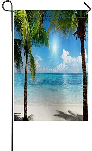 Bannerfahnen Strand Sommer Meer Szene Karibik Insel Palme Saison Flagge Langlebig Bauernhof Flaggen Durable Garten Fahnen, Für Drinnen Und Draußen, Feiertage, 30x45cm