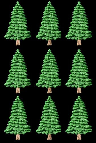 9 x Edible 3D Large Trees Tree Christmas icing toppers, cake cupcakes decorations (Green)