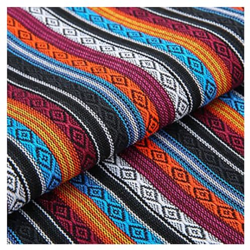 BrightGlow Tessuto in Cotone per Cucire con Motivo Etnico Stoffa in Cotone Stile Boho al Metro Fiori Esotici Stoffa in Cotone-Lino Decorazione Retrò Multicolore per Cucire Stoffa per Costumi 21# 100 X