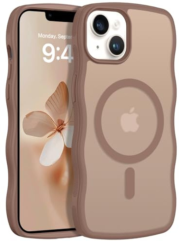 BENTOBEN Magnetic for iPhone 13 Mini Case,Curly Wavy Translucent Frosted [Compatible with Magsafe] Slim Anti-Slip Protective Phone Cover Case for iPhone 13 Mini 5.4,Desert Titanium