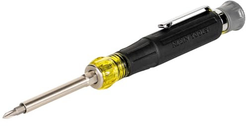 Klein Tools 32600P Mini Precision Screwdriver with Pocket Clip, 13-in-1 Magnetic All-Purpose Driver with Nut Drivers, Phillips, Slotted, and TORX Tips