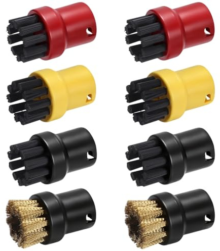 XTUDOU® 8 Pièces Brosse Joint Karcher Laiton, Brosse Karcher Sc4, Jeu de Brosses Rondes et Embout de Nettoyage pour KäRcher, pour Kärcher SC1/SC2/SC3/SC4/SC5
