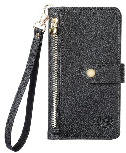 Coque Téléphone pour Samsung Galaxy M14 5G Zipper Bag Case Porte-étui Portefeuille Flip Cover Love Modèle Étui en Cuir PU Magnétique Housse Antichoc Protective Cover pour Samsung M14 5G,Noir