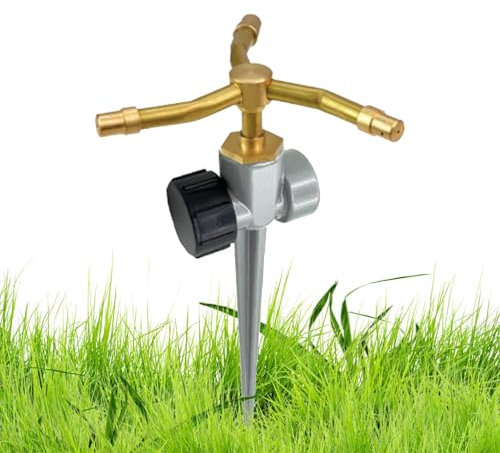 Kustimantu Aspersores para El Jardín,Rociador De Riego De Latón con 3 Brazos - Cobertura 360 Grados De Largo Alcance para Huerta Invernadero Piscina Patio Jardín Césped Trasero