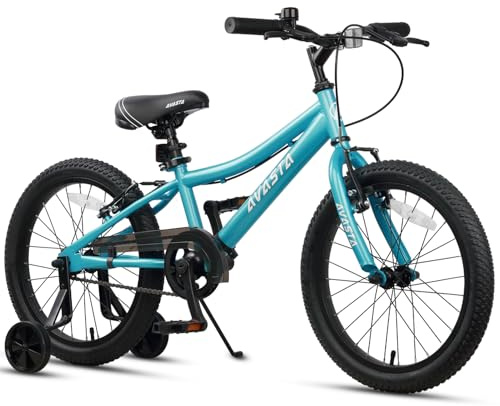 AVASTA 18 Zoll Kinderfahrrad für 5 6 7 8 Jahre alte kleine Kinder Jungen Mädchen mit Dual Handbremsen & Kickständer, Arktis