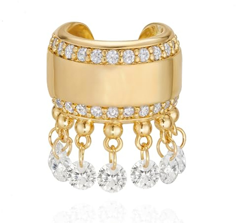 Jenosy Gold Ear Cuff Damen Nicht Piercing Öffnen Wrap Ohrringe 18K Vergoldet Zirconia Ohrmanschette Gold Handmake Schmuck Geschenk für Frauen