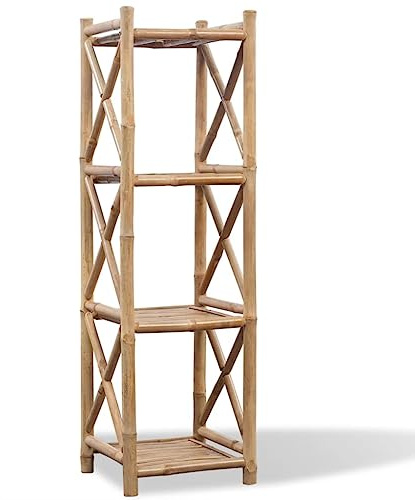 GCHDHAPB Scaffalature, librerie e mensole in piedi - 4 ripiani quadrati in bambù