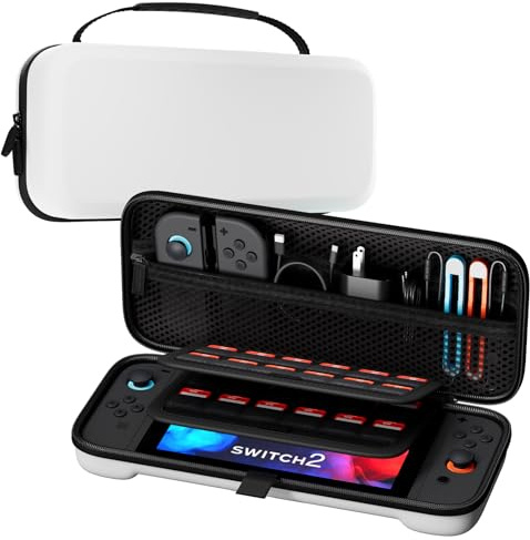 ProCase Borsa per Console Custodia per Nintendo Switch 2 2025, Custodia Protettiva Dura da Viaggio Portatile Adatta per Console e Accessori -Grande, Bianco