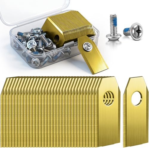 Hestya Ersatzklingen Kompatibel Mit Ecovacs Goat G1, O Und A Series,Gold | Zubehör Für Rasenmäherroboter, 7, 2 mm Öffnung Edelstahl-ersatzklinge, 30 Blaue Klebepunktschrauben Und Unterlegscheiben