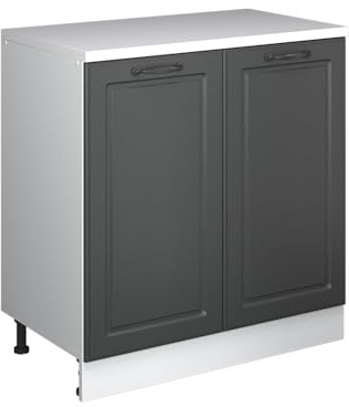 Vicco Erweiterungsschrank Rion, Anthrazit Landhaus/Weiß, 80 x 46 cm ohne Schräge mit 2 Türen, kombinierbar mit Rion Dachschrägenschränken und Schrankmodulen