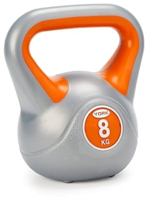 York Fitness Vinyl Kettlebell 8 kg - Home Gym Equipment Perfekt für Bodybuilding Gewichtheben Training Kettleball