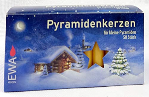 EWA Pyramidenkerzen klein, Natur ca. 14 x 74 mm 50 Stück/Pack, Weihnachtskerzen, Adventskerzen, Christbaumkerzen, Baumkerzen, Kerzen