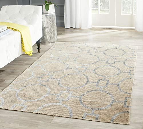 Safavieh Stone Wash Collection STW202A Hand-Knotted Premium Wool & Viscose Area Rug, 4' x 6', Beige
