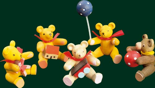 Rudolphs Schatzkiste Holzfigur Holzbär mit Puppe Höhe= 4cm NEU Bär Bären Bärenfigur Holzfigur Dekoration Baum Frühling Erzgebirge Seiffen Blumen Holz Sommer