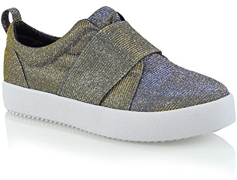 Womens Slip On Sneakers Pumps Ladies Crossover Band with Elastic Trainers Comfy Shoes