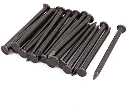 sourcing map Clous 2,5 pouces Longueur Carbone Acier Point Mur Ciment Quincaillerie Clou Noir 20 Pièces