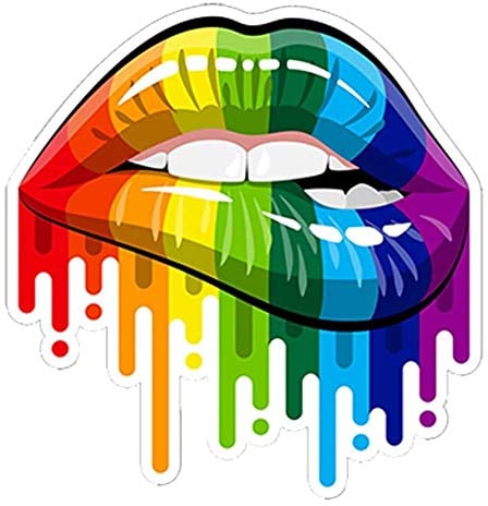 EROSPA® Auto-Aufkleber - Mund/Lippen - Rainbow/Regenbogen - Car-Sticker - Gay Pride LGBT