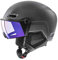uvex hlmt 700 Vario - Skihelm für Damen und Herren - mit Visier - individuelle Größenanpassung - Black matt - 52-55 cm