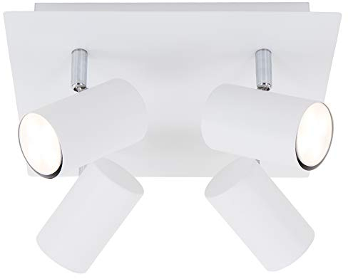 BRILONER - Deckenlampe schwenkbar, GU10 Fassung, max. 40 Watt, Deckenleuchte, Lampe, Wohnzimmerlampe, Schlafzimmerlampe, Küchenlampe, Deckenstrahler, Deckenbeleuchtung, 26,5x26,5x12,3 cm, Weiß