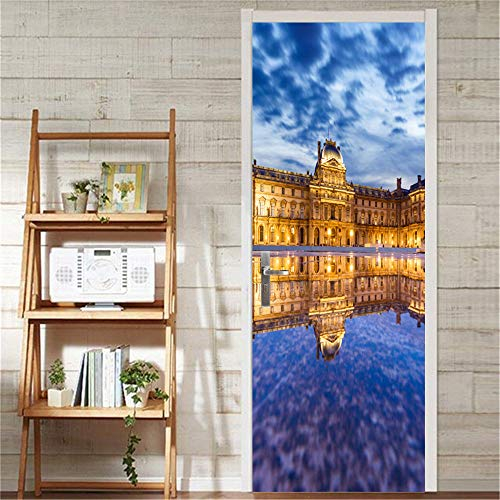 XIANGPEIMENTIE 3D Antike Stadt Architektur Tapete Tür Mural Wandaufkleber Dekoration Vinyl Abnehmbare Abziehbilder Raumdekoration Selbstklebende Tapete Wasserdicht Mural 77 * 200 cm