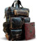 L & S Sac à dos en cuir de buffle multi-poches sac à dos de voyage pour ordinateur portable pour homme femme