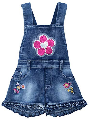 3-8T Little&Big Bambini Ragazze Tuta e Tutine Salopette Fiore Bretella Pantaloncini Jeans Pantaloni Blu 6 anni