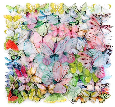 Libelle und Schmetterling Probe Sticker Set, NogaMoga 160 Stücke Aufkleber, Bunt Dekoration PVC Scrapbooking Aufkleber für DIY Fotoalben, Tagebuch, Notizbuch, Briefumschläge oder Glückwunschkarten