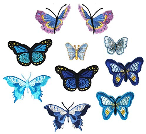 Qililandiy 10 Stück Bügelflicken Kleidung Patches Set Schmetterling Aufnäher Kleidung Flicken Stylische Applikation Aufbügler Aufkleber für Jeans T-Shirt Tasche Deko