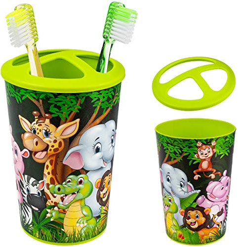 alles-meine.de GmbH Zahnbürstenhalter/Kinderzahnputzbecher - lustige Zootiere - Zahnbürstenbecher - für Zahnbürste - Becher - Kinderzahnbürste Babyzahnbürste - Mädchen Jungen -..