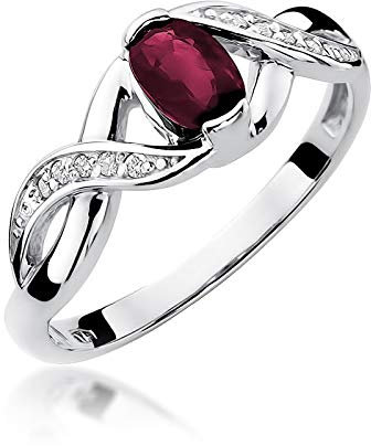 Damen Ring 585 14k Gold Weißgold echt Rubin Edelstein Diamanten Brillanten