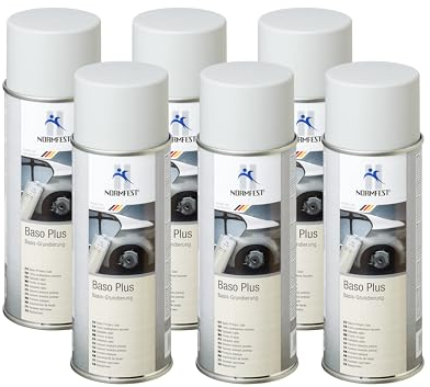 Normfest Baso Plus Basis-Grundierung – Universelle 1K-Acrylharz-Grundierung in Grau für Metall, Kunststoff, Aluminium und Karosserie-Lackierungen, 6x 400ml