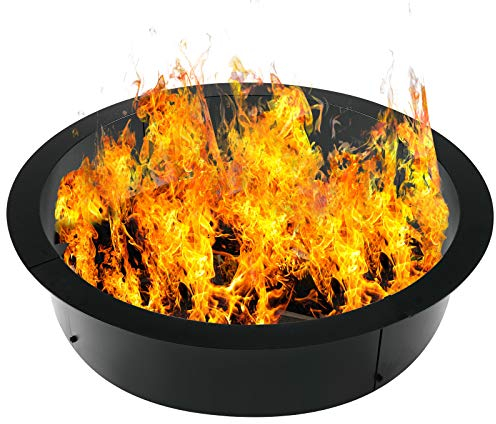 Feuerschalenring, 114,4 cm Außendurchmesser, 99 cm Innendurchmesser, robuster 3 mm Metall-Stahlrand – DIY-Feuerstelle, Felge oben oder im Boden für Camping, Outdoor, Hinterhof (114,4 x 99 x 25,4 cm)