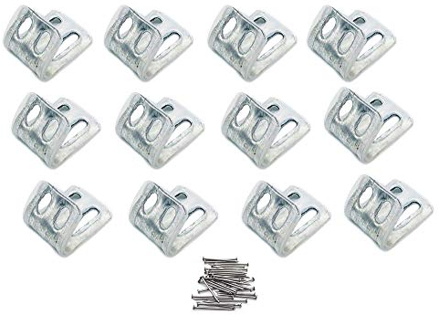 ying Federclip für Polstermöbel, Zickzack-Design, 4 Löcher Verlängerte Hälfte Set Gummi für Stuhl/Sitz/Sofa, 12 Stück, Silber