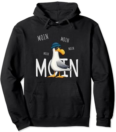 Skizzenmonster Maritime Möwe mit Sonnenbrille Pullover Hoodie für Nordlichter, Unisex, Schwarz, M