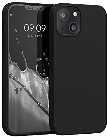 kwmobile Hülle kompatibel mit Apple iPhone 13 mini Hülle - weiches TPU Silikon Case - Cover geeignet für kabelloses Laden - Schwarz matt