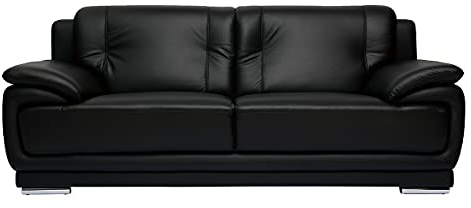 Miliboo Design-Ledersofa schwarz DREI Plätze Büffelleder Tamara
