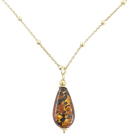 Venetiaurum - Collier pour Femme avec Pendentif Goutte en Verre de Murano Original et Argent 925 - Bijou Certifié Made In Italy