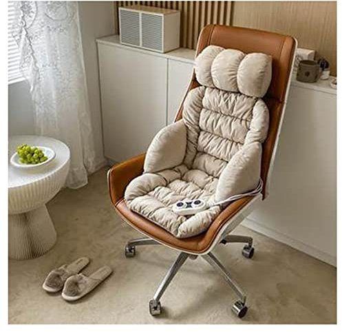 Plüsch Beheiztes Sitzkissen für Stuhl für kaltes Wetter und Winter, 9-stufige Temperaturstufe, Zweizonen-Temperatureinstellung, beheizbare Rückenlehne für Büro und Zuhause u(Color:Hell beige)