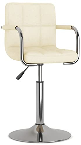 vidaXL Esszimmerstuhl mit Armlehnen Drehbar Höhenverstellbar Küchenstuhl Essstuhl Drehstuhl Stuhl Polsterstuhl Lehnstuhl Creme Stoff