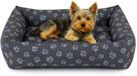 Grand Filippo Hundebett Wasserdicht - Hundebetten für Kleine und Große Hunde - Hunde Bett rutschfeste Unterseite - Hundekorb - Hundekörbchen 65x55x16 Blaue Pfote