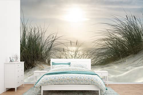 Selbstklebend Tapete Wandpapier Wandaufkleber Fototapete Tapeten Wanddeko 360x240 cm Sand - Gras - Sonne