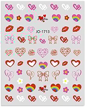 DIY Manicure Love Heart Flowers Nail Art Nail Stickers Pink Bow-knot Nail Decals Strawberry(6)