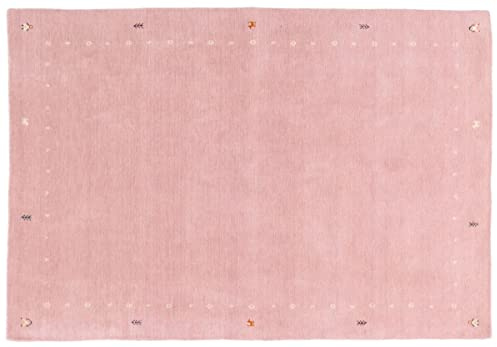 RUG PRINCE Wollteppich Gabbeh Muti 160x230 Handgewebt Rosa Einfarbig Handarbeit Zimmer