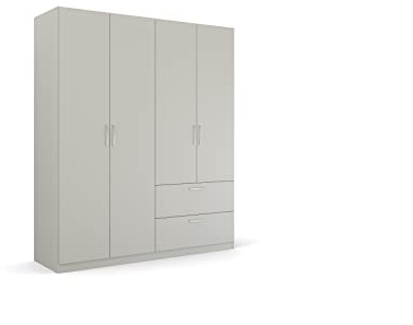 Rauch Möbel Pure by Quadra Spin Schrank Drehtürenschrank, Grau, 4-trg., inkl. 2 Kleiderstangen, 2 Einlegeböden, 2 Schubkästen, BxHxT 181x210x54 cm
