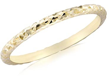 CARISSIMA Women's 9ct Yellow Gold Diamond Cut Slim Band Stack Ring #N