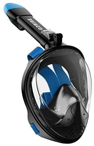 G2RISE SN01 Full Face Snorkel Mask with Detachable Camera Mount, Anti-Fog and Foldable Design, Advanced Breathing System for a Safe Adults/Kids Snorkeling Experience (BlackBlue, XS)