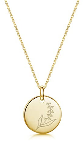 UMAGICBOX Personalisierte Geburtsblumen-Halskette für Damen - 18K Vergoldeter Edelstahl - Individuelles Geburtstagsgeschenk - Für Mutter, Schwester, Tochter - Verstellbare 40-45cm Kette (Mai: Lilie)