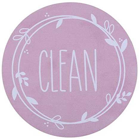 PATIKIL Dirty Clean Geschirrspüler-Magnet, runder Spülmaschinen-Magnet, Kühlschrank, Küche, Organisation, sauber, schmutzig, Schwarz, Rosa