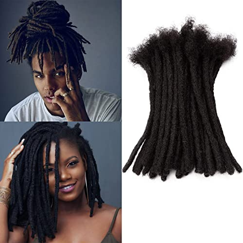TAOYEMY dreadlock extension 12 pouces 100% cheveux humains réels boucles africaines 30 brins hommes/femmes dreadlock extension (1B, 0.8cm-12inch-30 pieces)