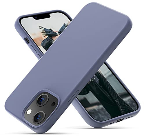 OIIAEE Silicone Case Designed for iPhone 13 Case, Ultra Slim Shockproof Protective Liquid Silicone Phone Case with Soft Anti-Scratch Microfiber Lining, 6.1 inch, Lavender Gray